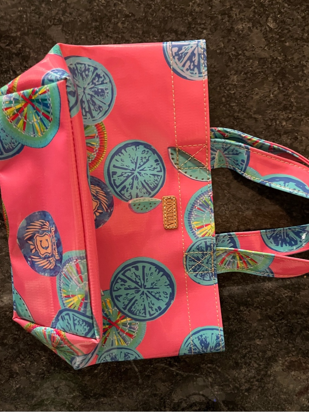 Consuela Pink Citrus Print Oilcloth Tote